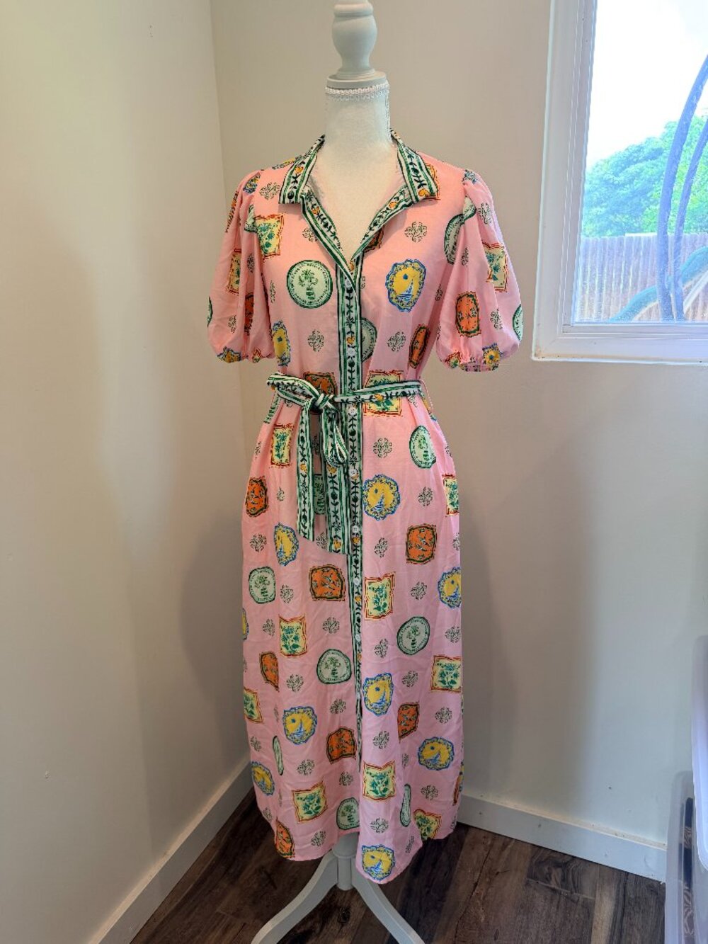 Pink‎ Italian Style Vacation Maxi Dress Size Small